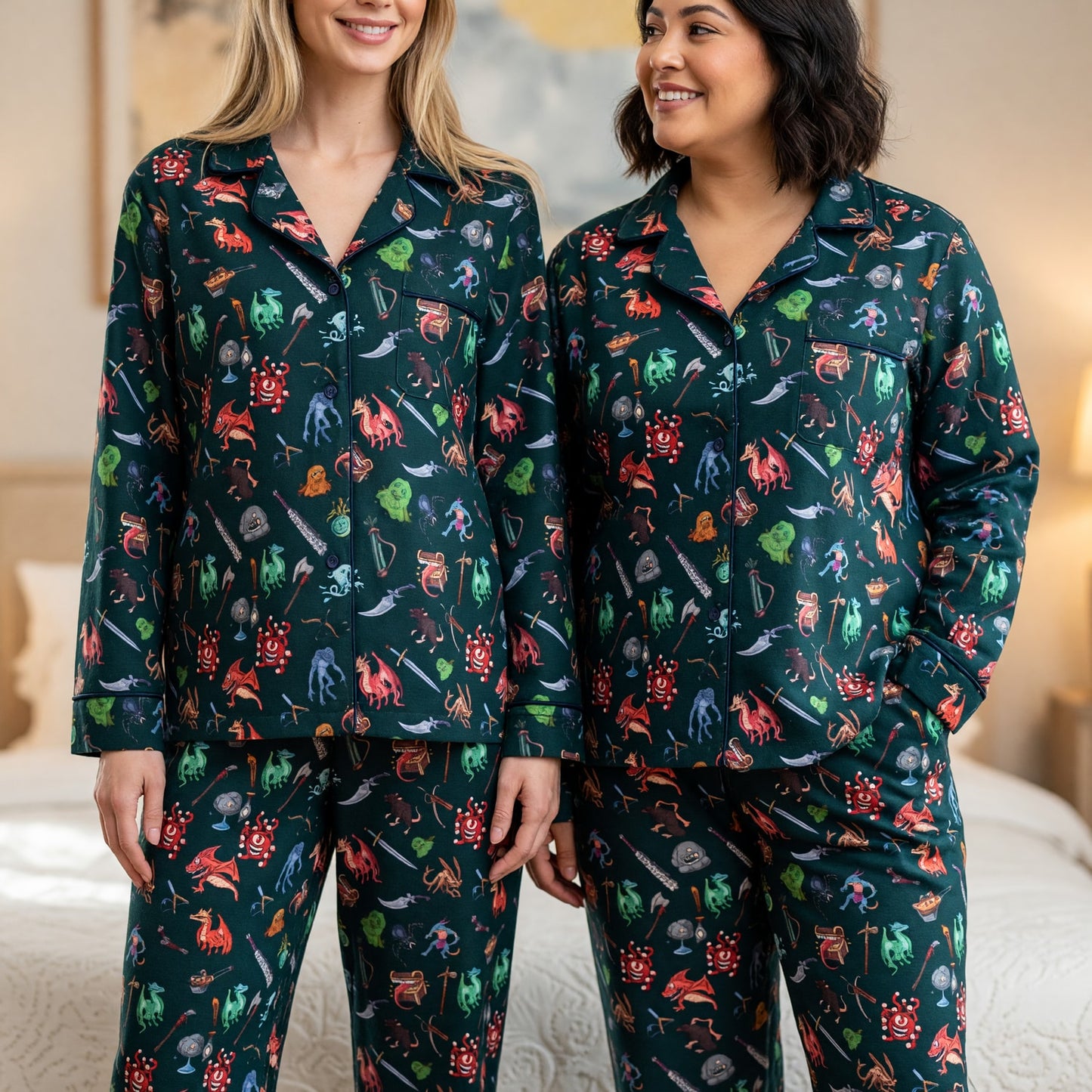 Fantasy Monsters Thick Pajama Set - RPG Dungeon Creature Pattern