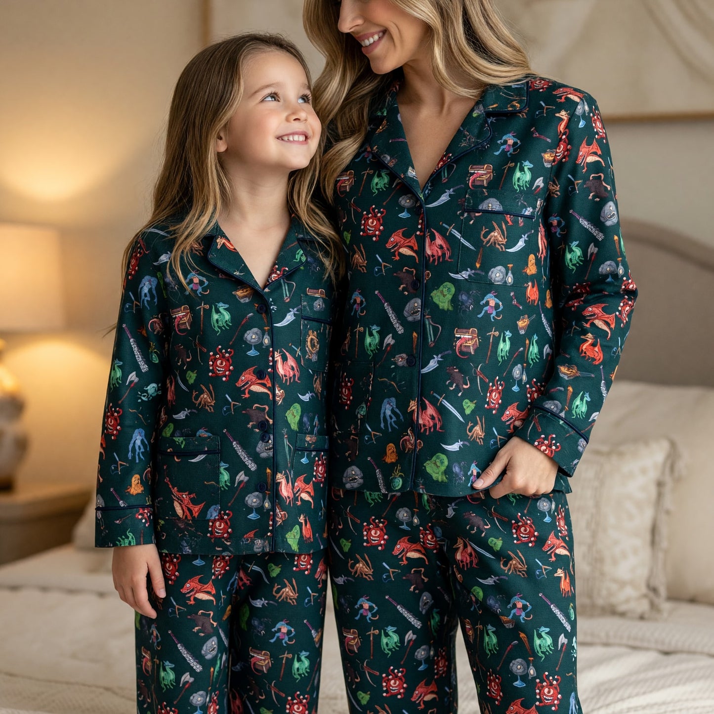 Fantasy Monsters Thick Pajama Set - RPG Dungeon Creature Pattern