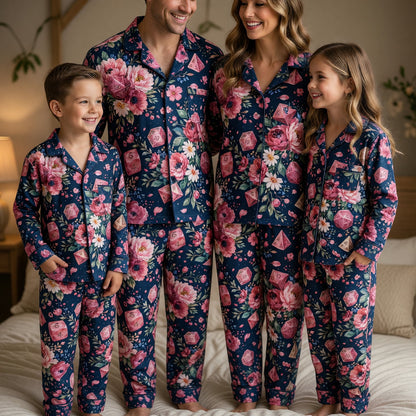 Floral Dice Thick Pajama Set - Botanical RPG Sleepwear