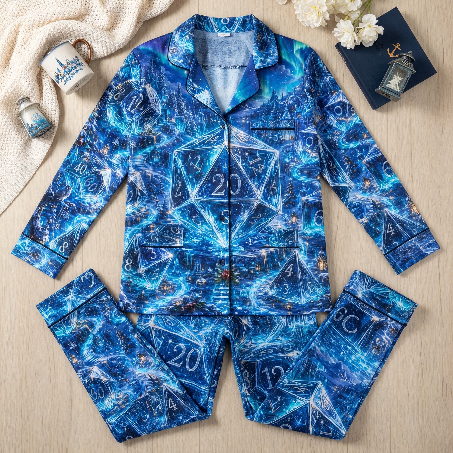 Crystal Dice Thick Pajama Set - Fantasy Winter Wonderland