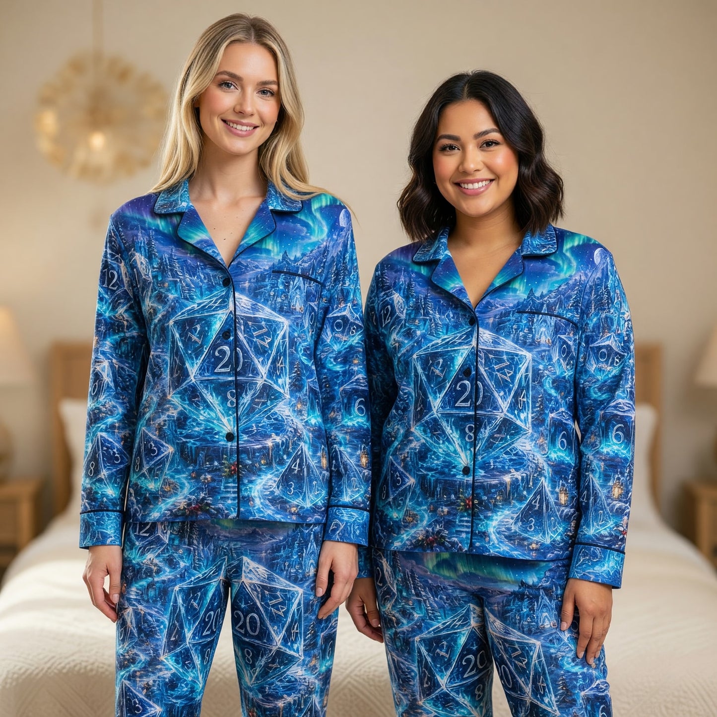 Crystal Dice Thick Pajama Set - Fantasy Winter Wonderland