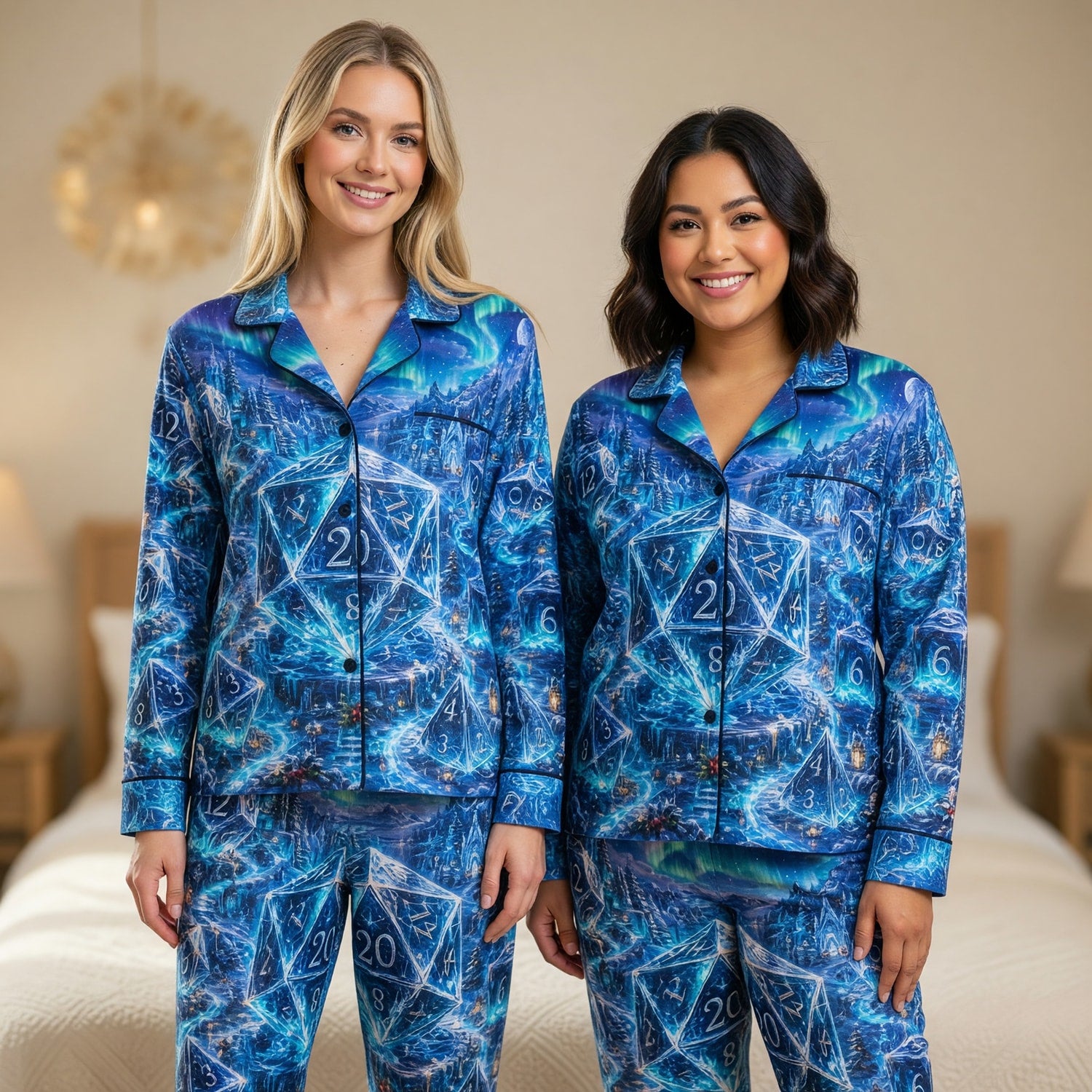 Crystal Dice Thick Pajama Set - Fantasy Winter Wonderland