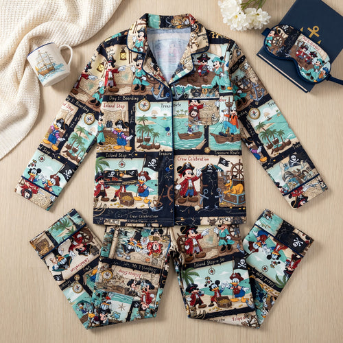 Pirate Mouse Treasure Thick Pajama Set - Cartoon Adventure Sleepwear