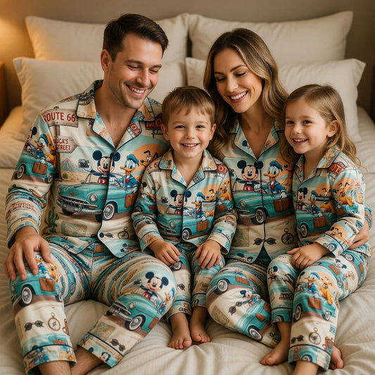 Route 66 Road Trip Thick Pajama Set - Mouse Duck Vintage