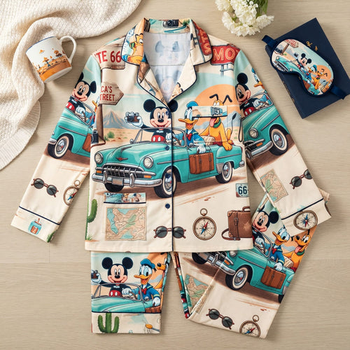 Route 66 Road Trip Thick Pajama Set - Mouse Duck Vintage