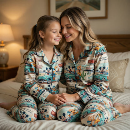 Route 66 Road Trip Thick Pajama Set - Mouse Duck Vintage