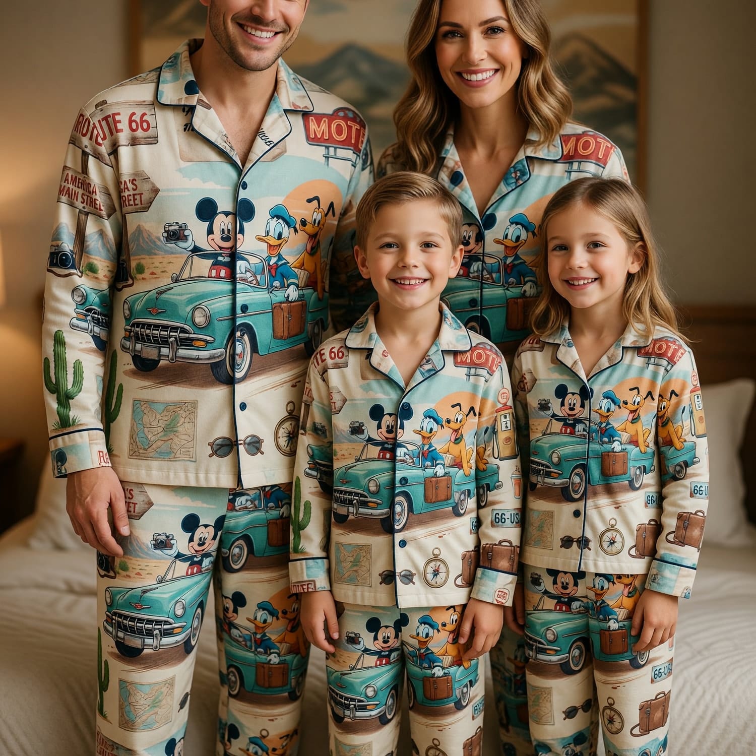 Route 66 Road Trip Thick Pajama Set - Mouse Duck Vintage