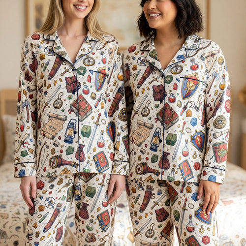 Fantasy Dungeon Thick Pajama Set - Fantasy RPG Tabletop Gamer Sleepwear
