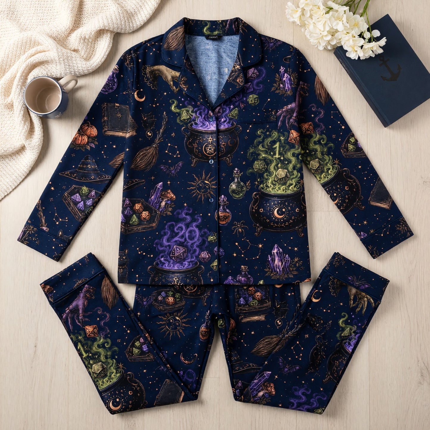 Witch Dice Thick Pajama Set - Mystic RPG Cauldron Sleepwear