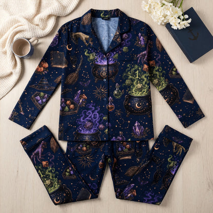 Witch Dice Thick Pajama Set - Mystic RPG Cauldron Sleepwear