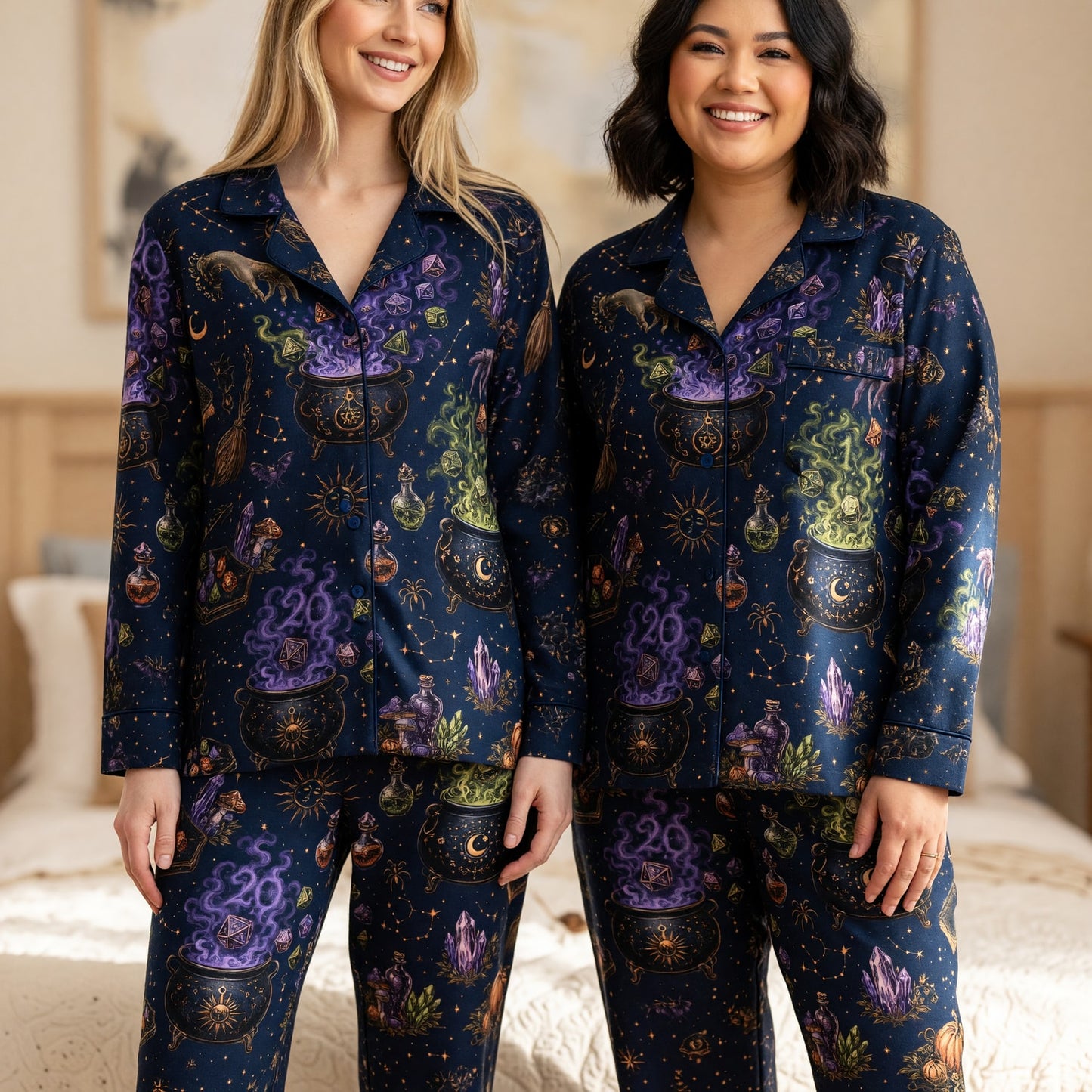 Witch Dice Thick Pajama Set - Mystic RPG Cauldron Sleepwear