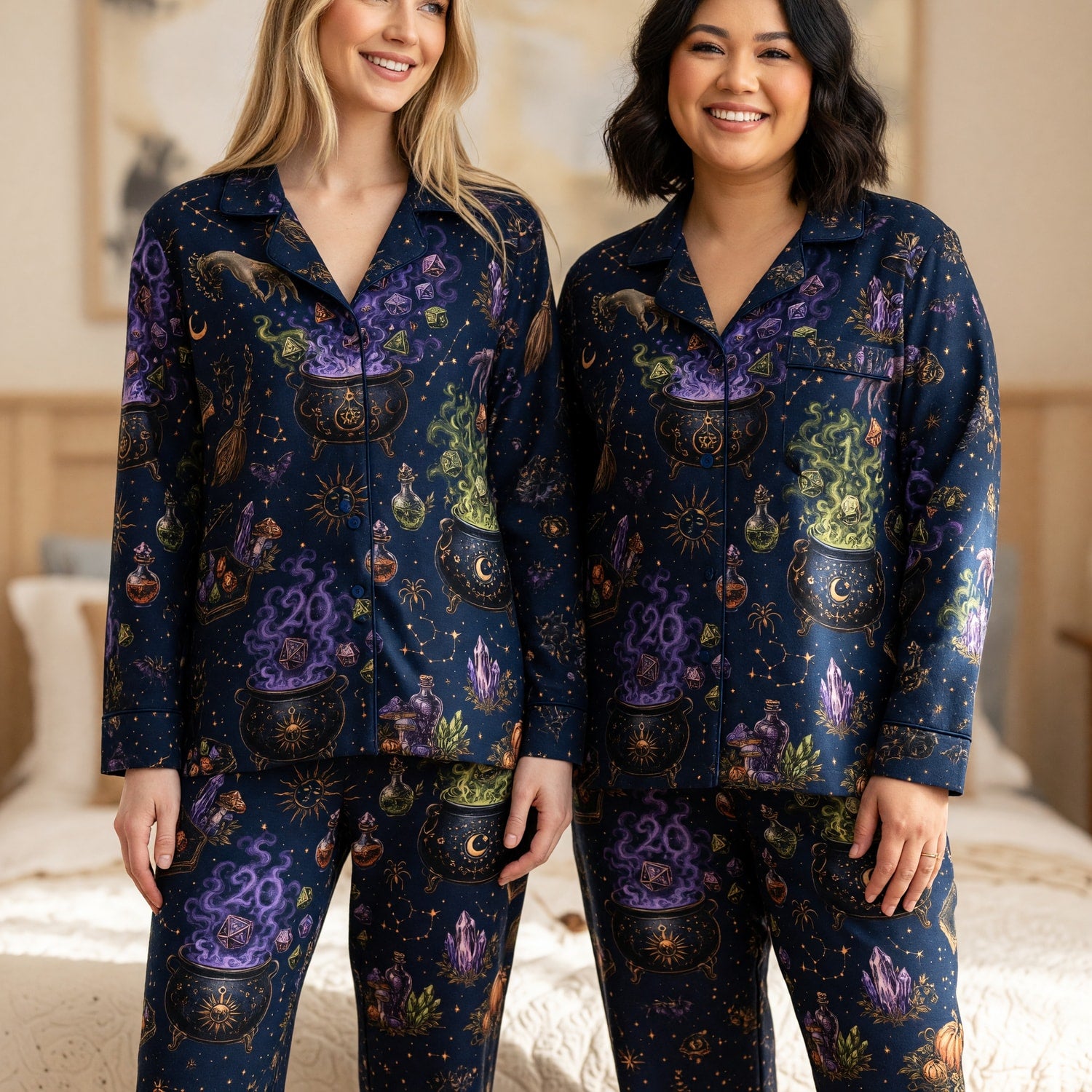 Witch Dice Thick Pajama Set - Mystic RPG Cauldron Sleepwear
