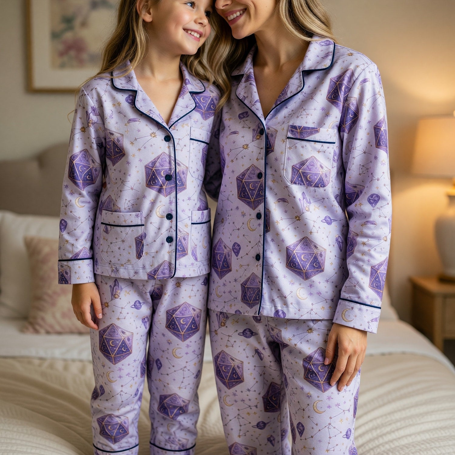 Celestial D20 Thick Pajama Set - Mystic RPG Fantasy Sleepwear
