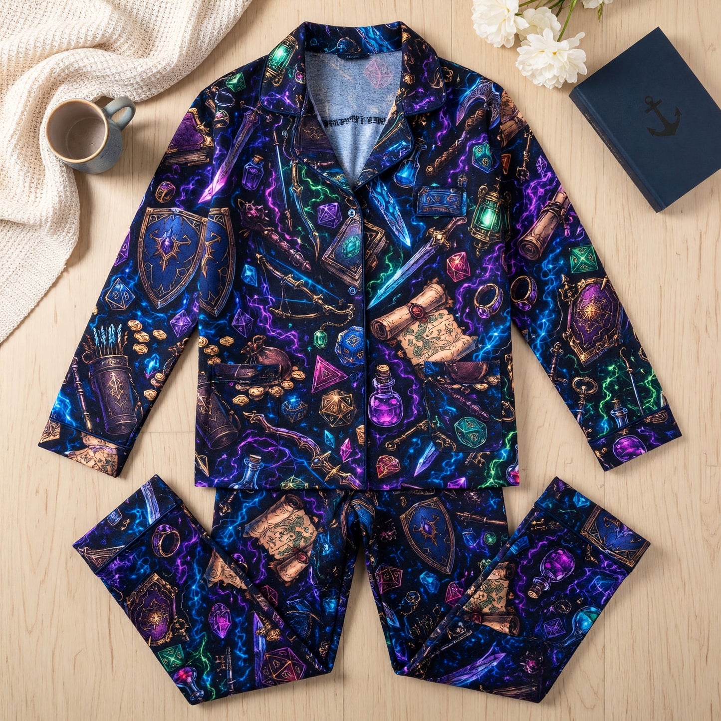 Fantasy Dungeon Thick Pajama Set - Neon Fantasy RPG Nightwear