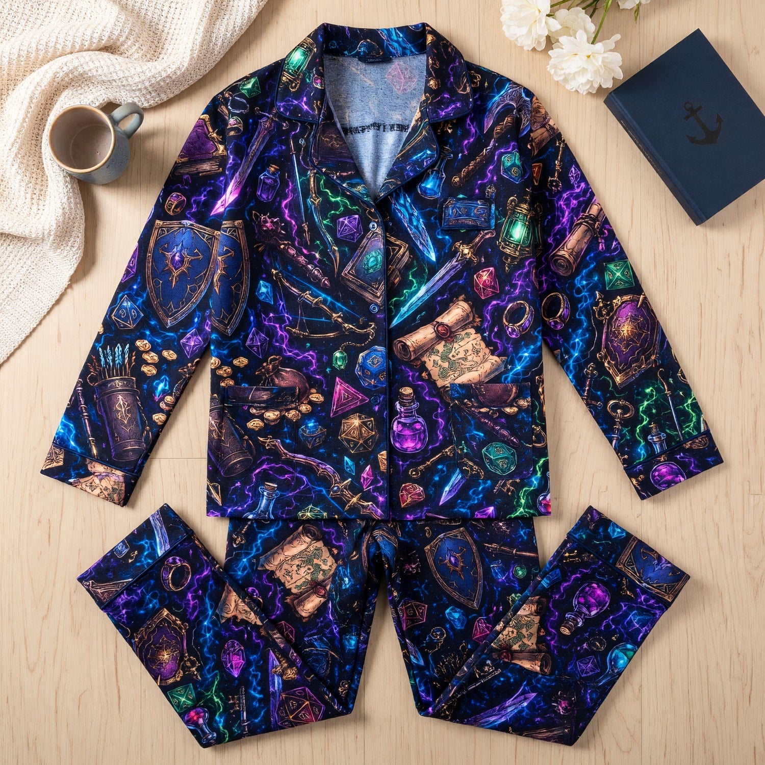 Fantasy Dungeon Thick Pajama Set - Neon Fantasy RPG Nightwear
