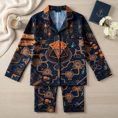 Dungeon Map D20 Thick Pajama Set - Fantasy RPG Sleepwear