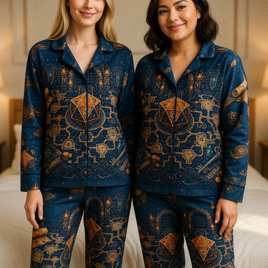 Dungeon Map D20 Thick Pajama Set - Fantasy RPG Sleepwear