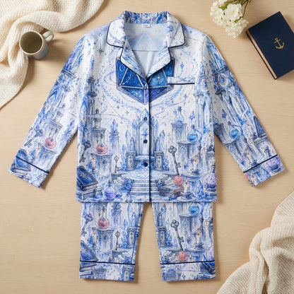 Celestial D20 Pajama Set - Fantasy Crystal Wizard Sleepwear