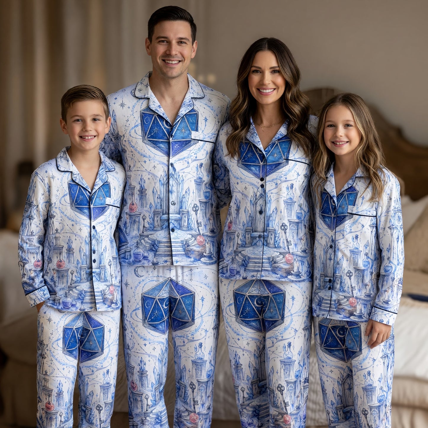 Celestial D20 Pajama Set - Fantasy Crystal Wizard Sleepwear