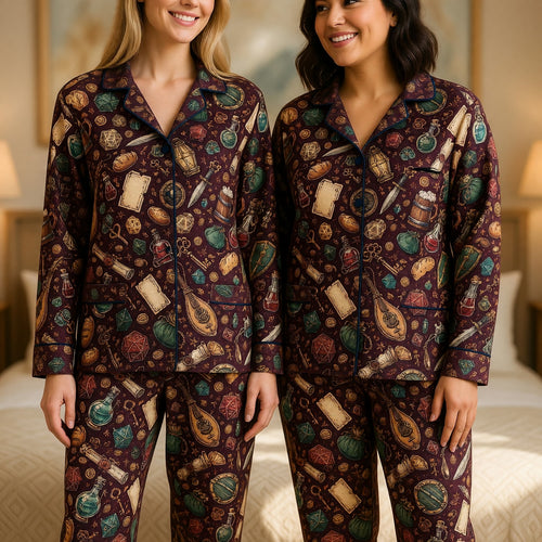 Fantasy Dungeon Thick Pajama Set - RPG Tabletop Loot Pattern