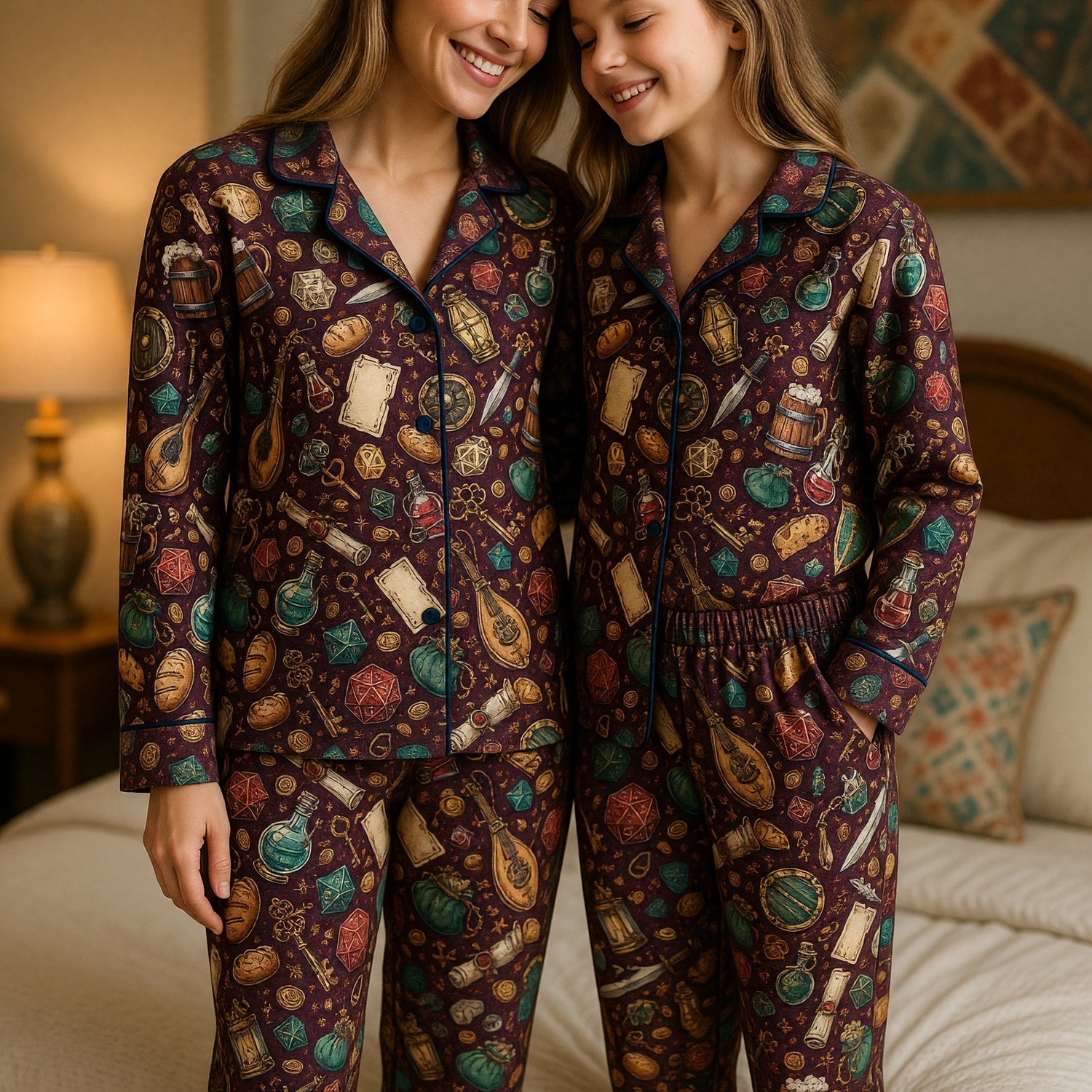 Fantasy Dungeon Thick Pajama Set - RPG Tabletop Loot Pattern