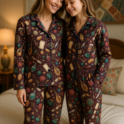 Fantasy Dungeon Thick Pajama Set - RPG Tabletop Loot Pattern