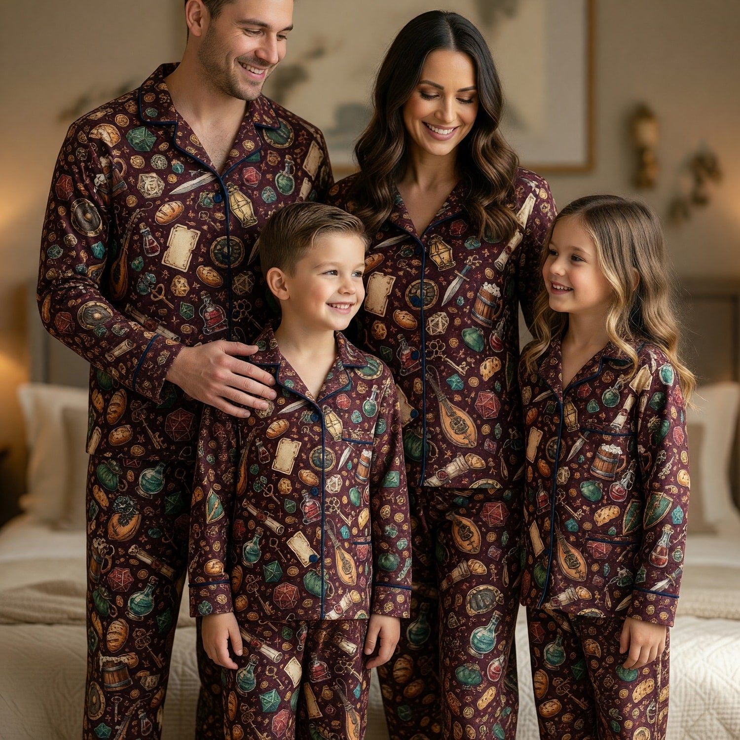 Fantasy Dungeon Thick Pajama Set - RPG Tabletop Loot Pattern