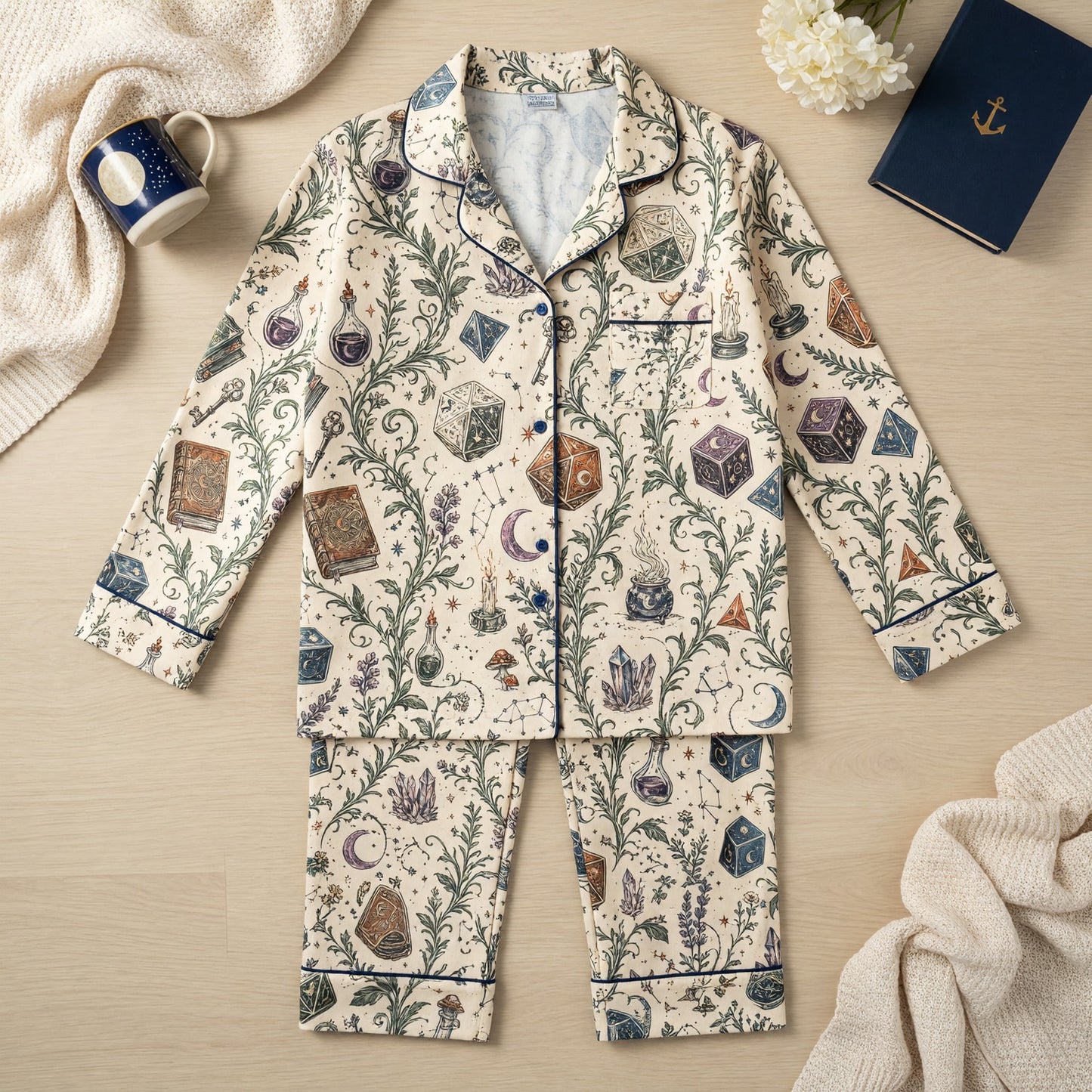 Celestial Dice Thick Pajama Set - Mystic Witchcraft Fantasy