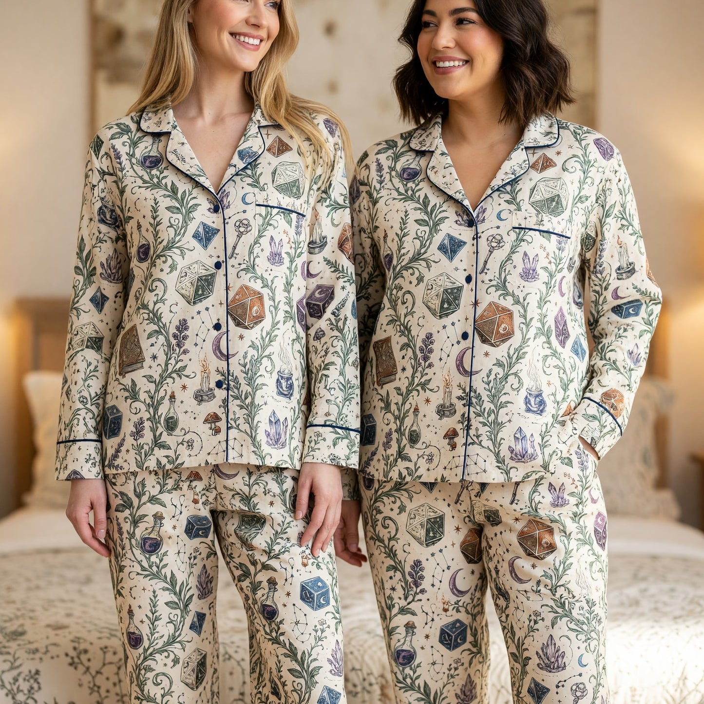 Celestial Dice Thick Pajama Set - Mystic Witchcraft Fantasy
