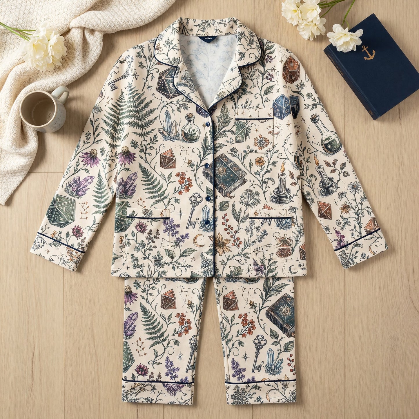 Witchy Dice Thick Pajama Set - Fantasy Mystical Sleepwear