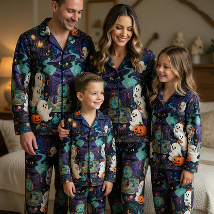 Halloween Witch Cat Thick Pajama Set - Ghostly RPG Sleepwear