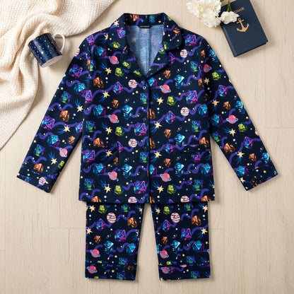 Galaxy Dice Thick Pajama Set - Space RPG Gaming Sleepwear