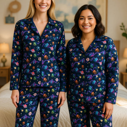 Galaxy Dice Thick Pajama Set - Space RPG Gaming Sleepwear
