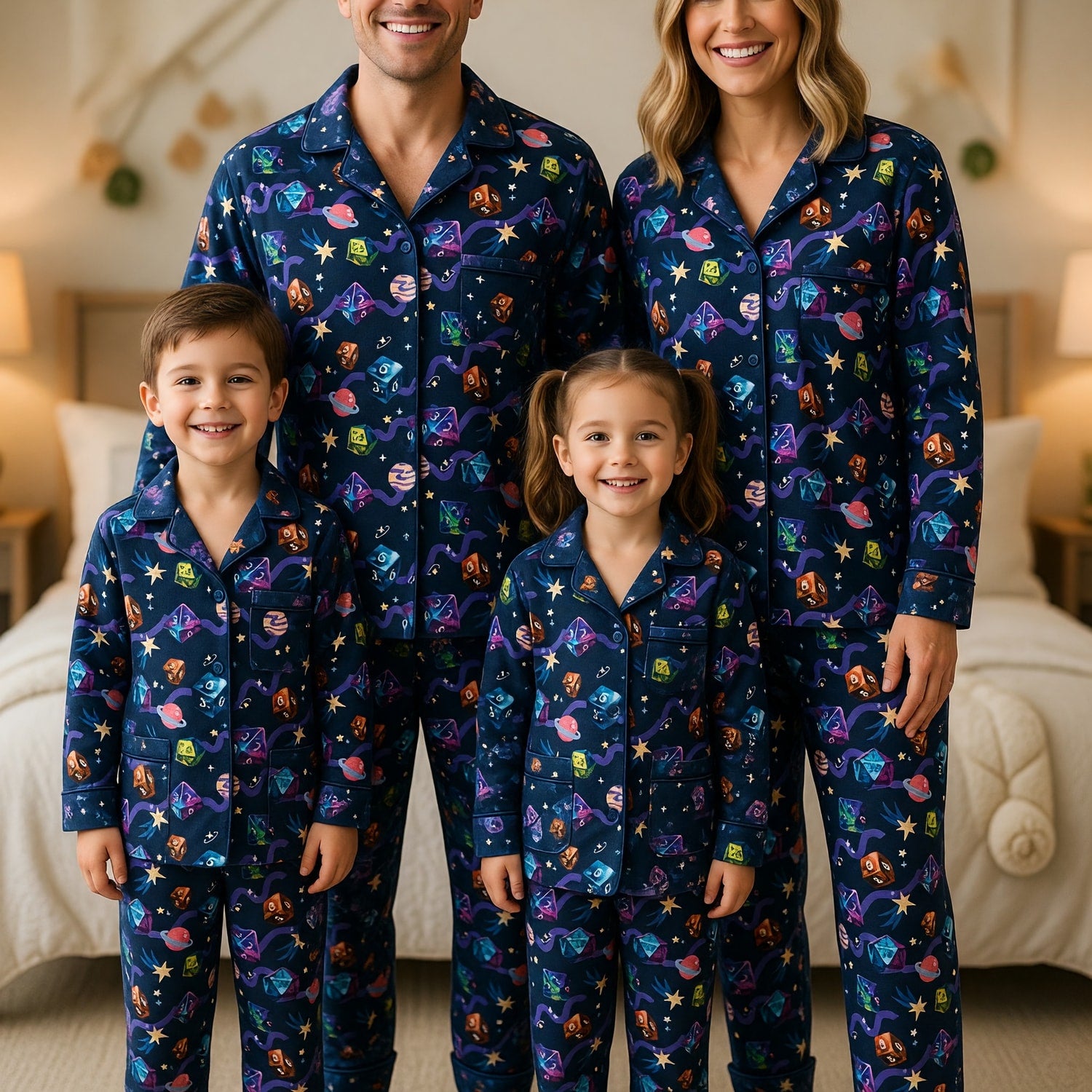 Galaxy Dice Thick Pajama Set - Space RPG Gaming Sleepwear