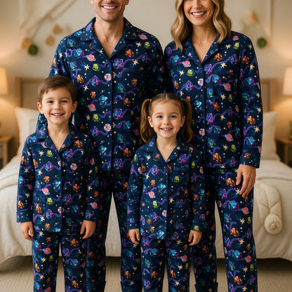 Galaxy Dice Thick Pajama Set - Space RPG Gaming Sleepwear