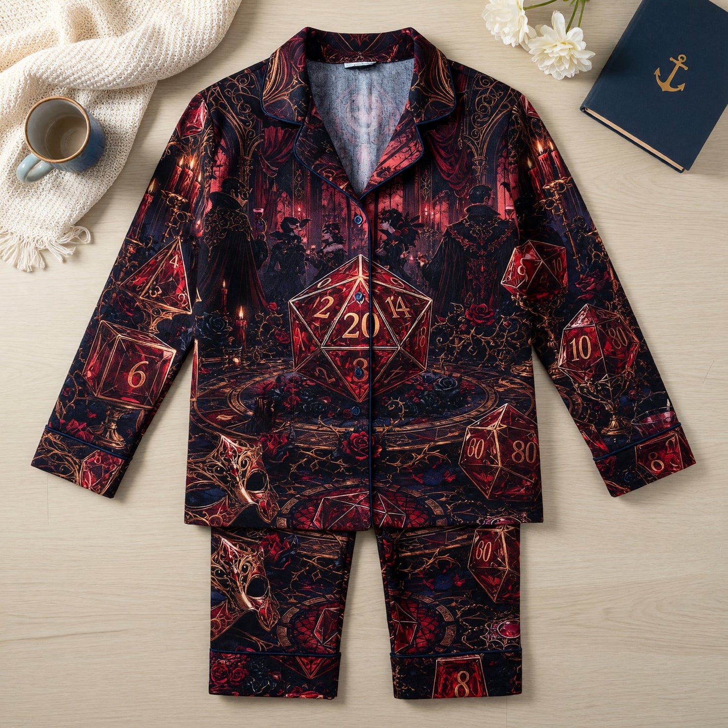Gothic Vampire D20 Thick Pajama Set - Dark Dice Nightwear