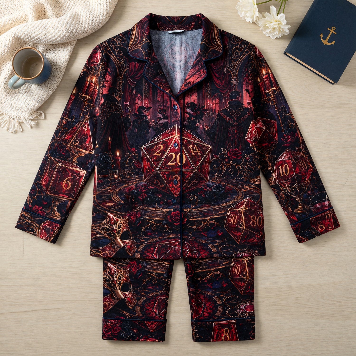 Gothic Vampire D20 Thick Pajama Set - Dark Dice Nightwear