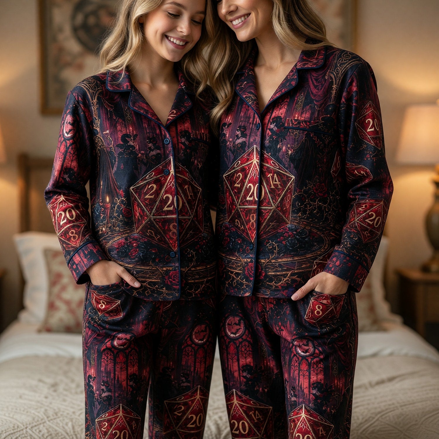Gothic Vampire D20 Thick Pajama Set - Dark Dice Nightwear