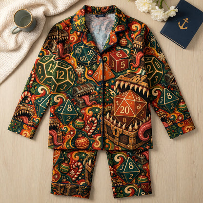 Christmas Dice Thick Pajama Set - Holiday Mimic Dragon Pattern