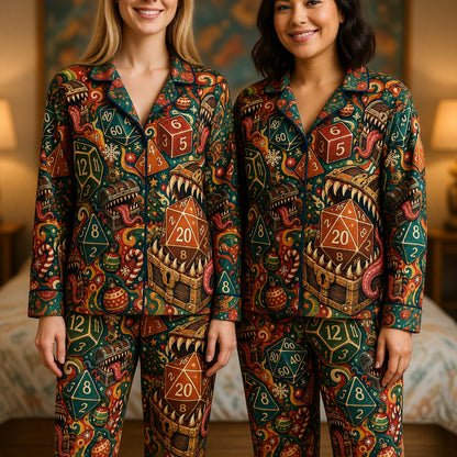Christmas Dice Thick Pajama Set - Holiday Mimic Dragon Pattern