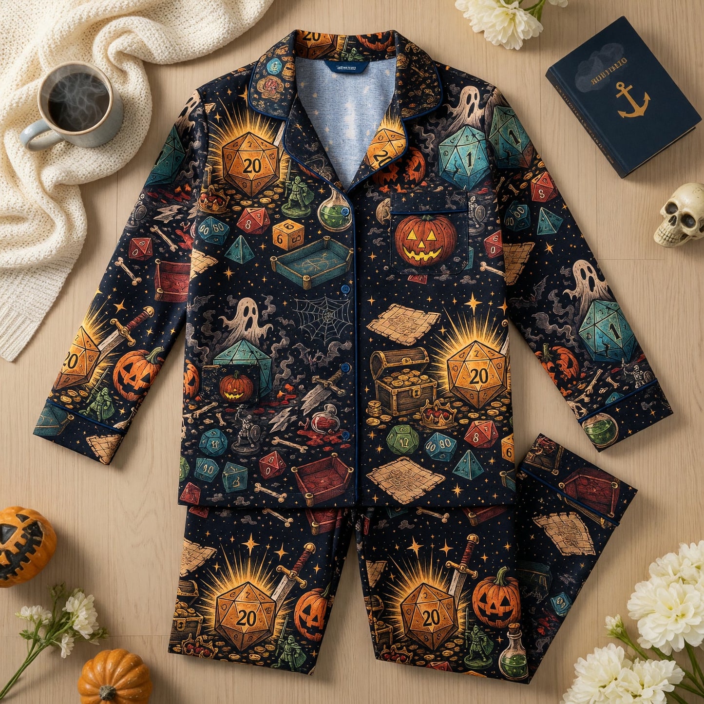 Halloween Dice Pajama Set - Spooky RPG Dungeon Nightwear