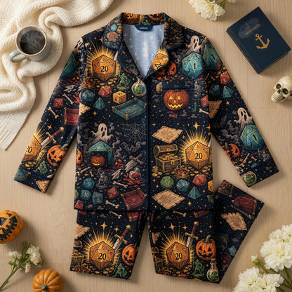 Halloween Dice Pajama Set - Spooky RPG Dungeon Nightwear