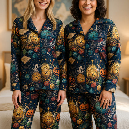 Halloween Dice Pajama Set - Spooky RPG Dungeon Nightwear