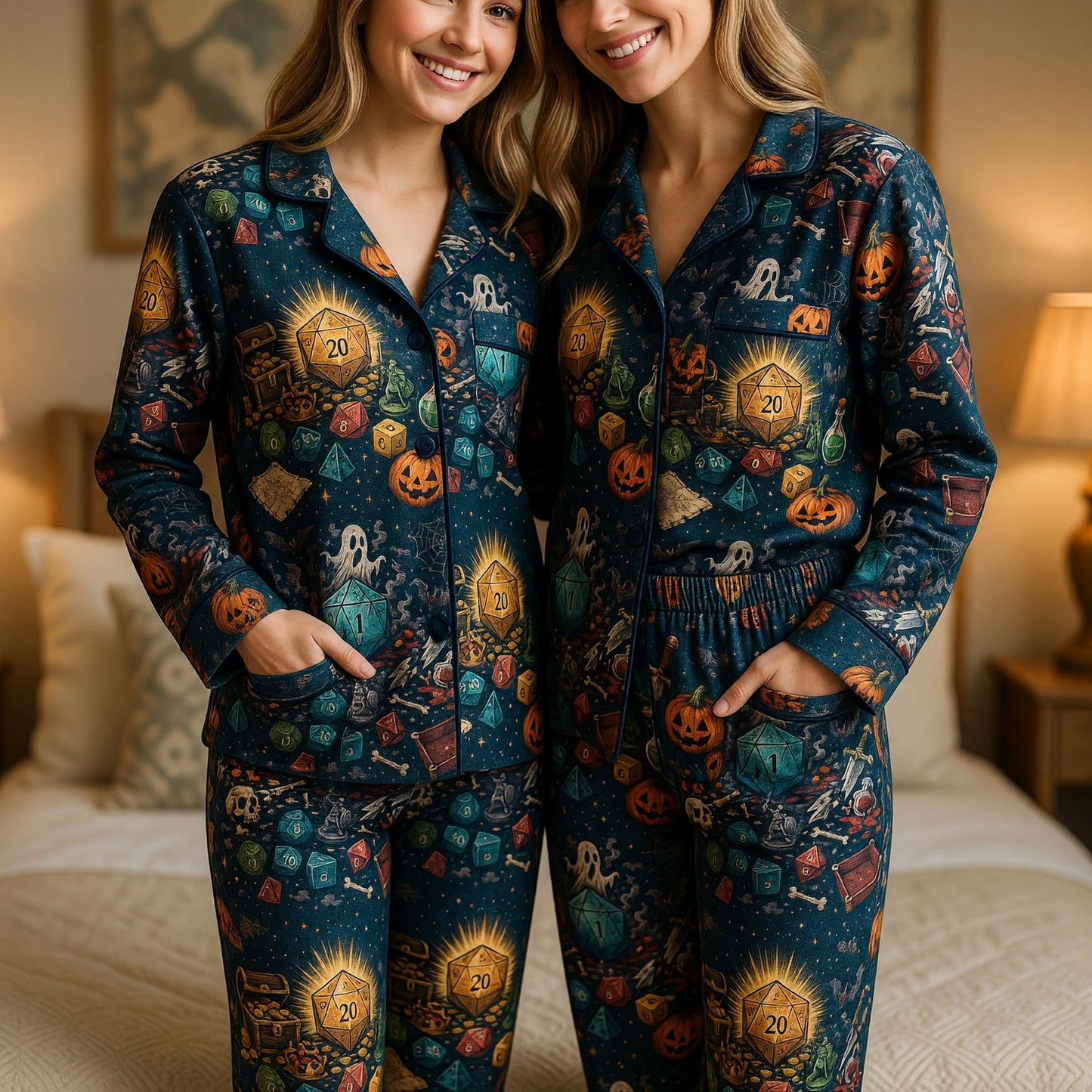 Halloween Dice Pajama Set - Spooky RPG Dungeon Nightwear