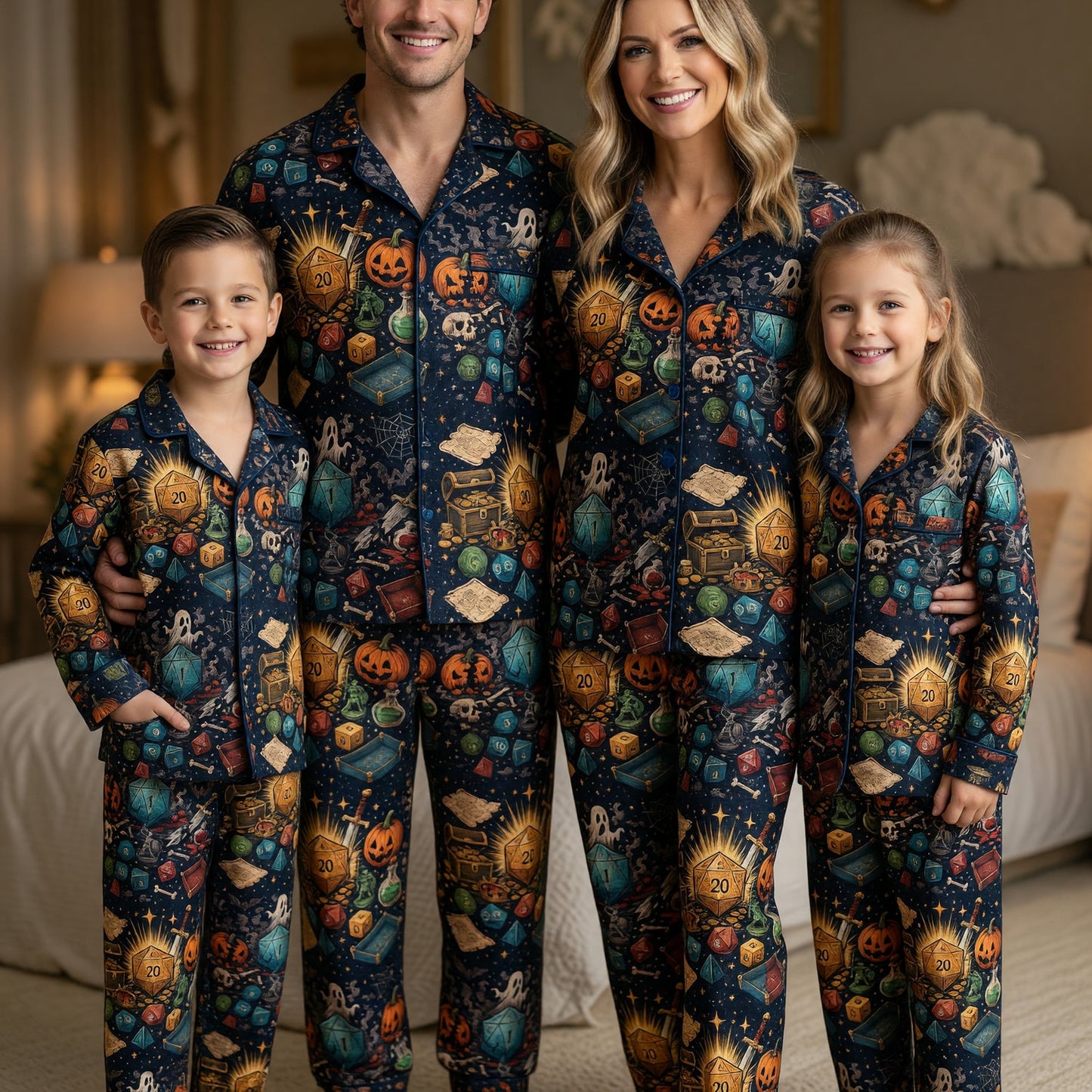 Halloween Dice Pajama Set - Spooky RPG Dungeon Nightwear