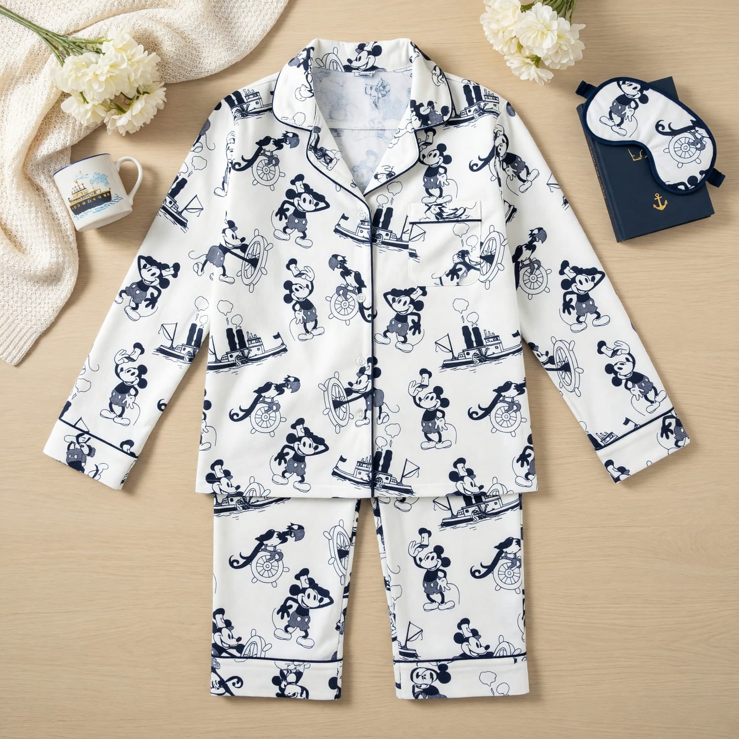 Mouse Vintage Steamboat Thick Pajama Set - Vintage Cartoon