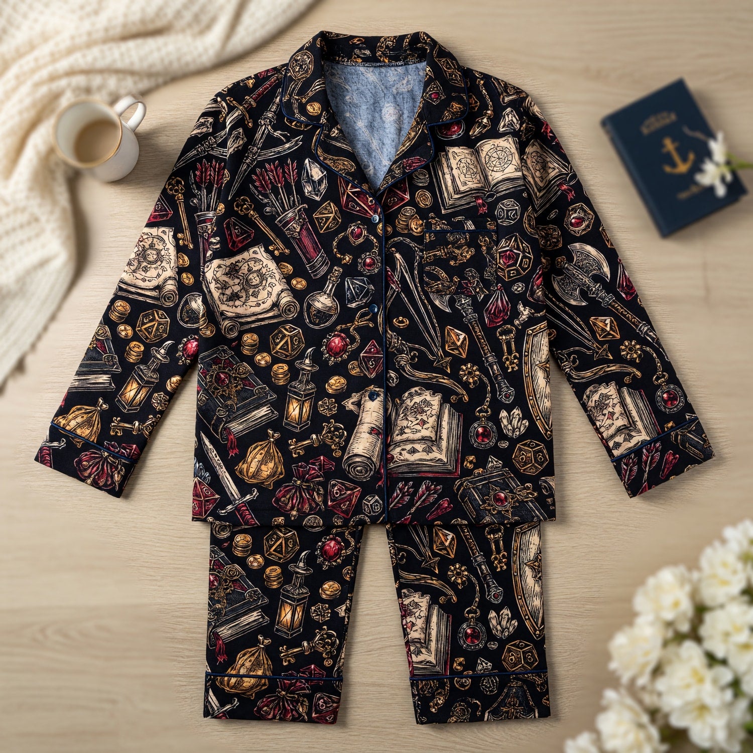Fantasy Dungeon Thick Pajama Set - Fantasy Tabletop RPG Sleepwear