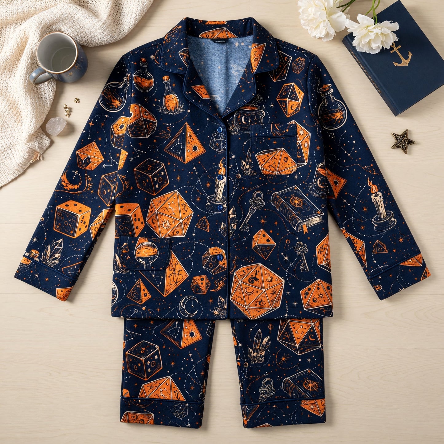 Witchcraft Dice Pajama Set - Mystic RPG Fantasy Nightwear