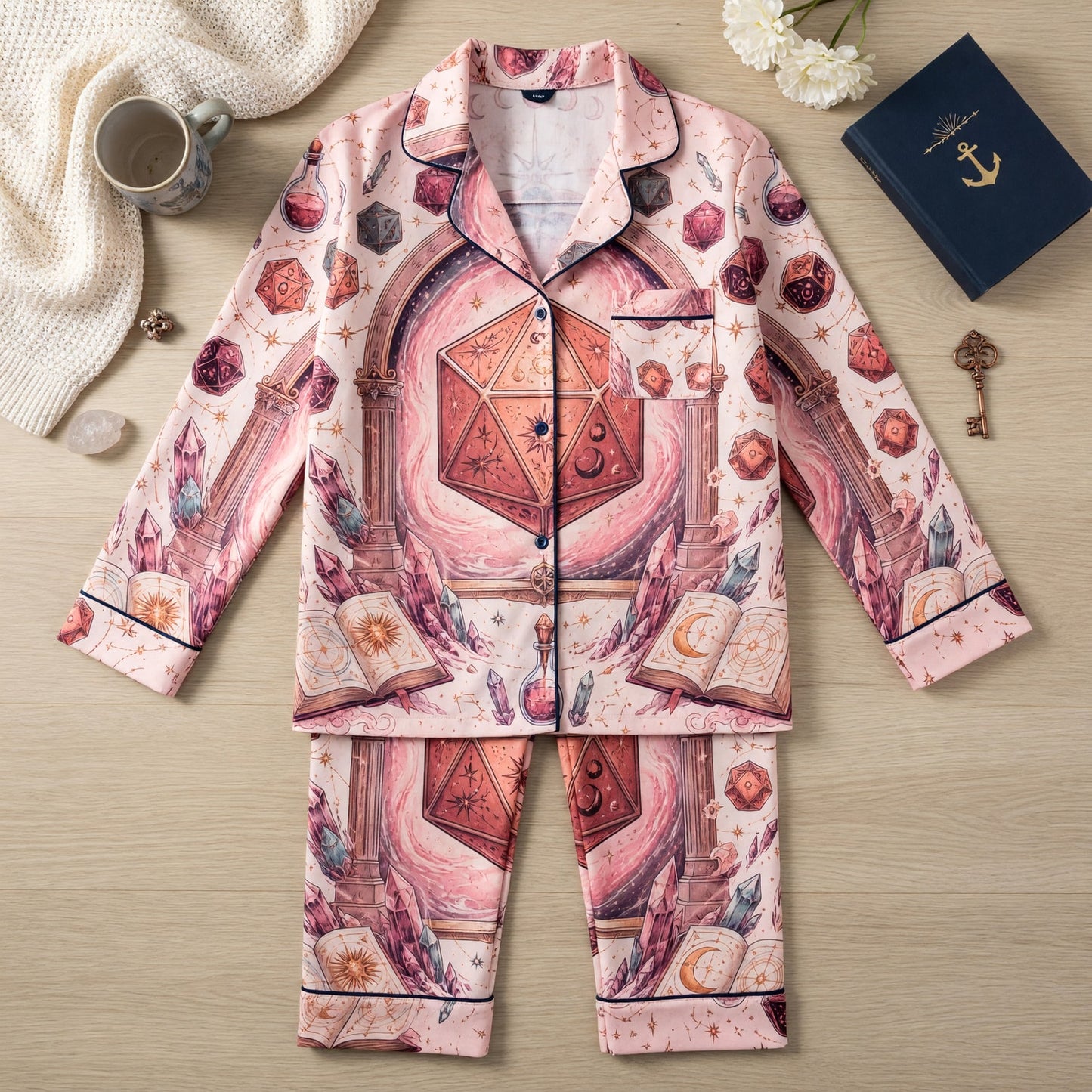 Celestial D20 Thick Pajama Set - Mystic Dice Fantasy Nightwear