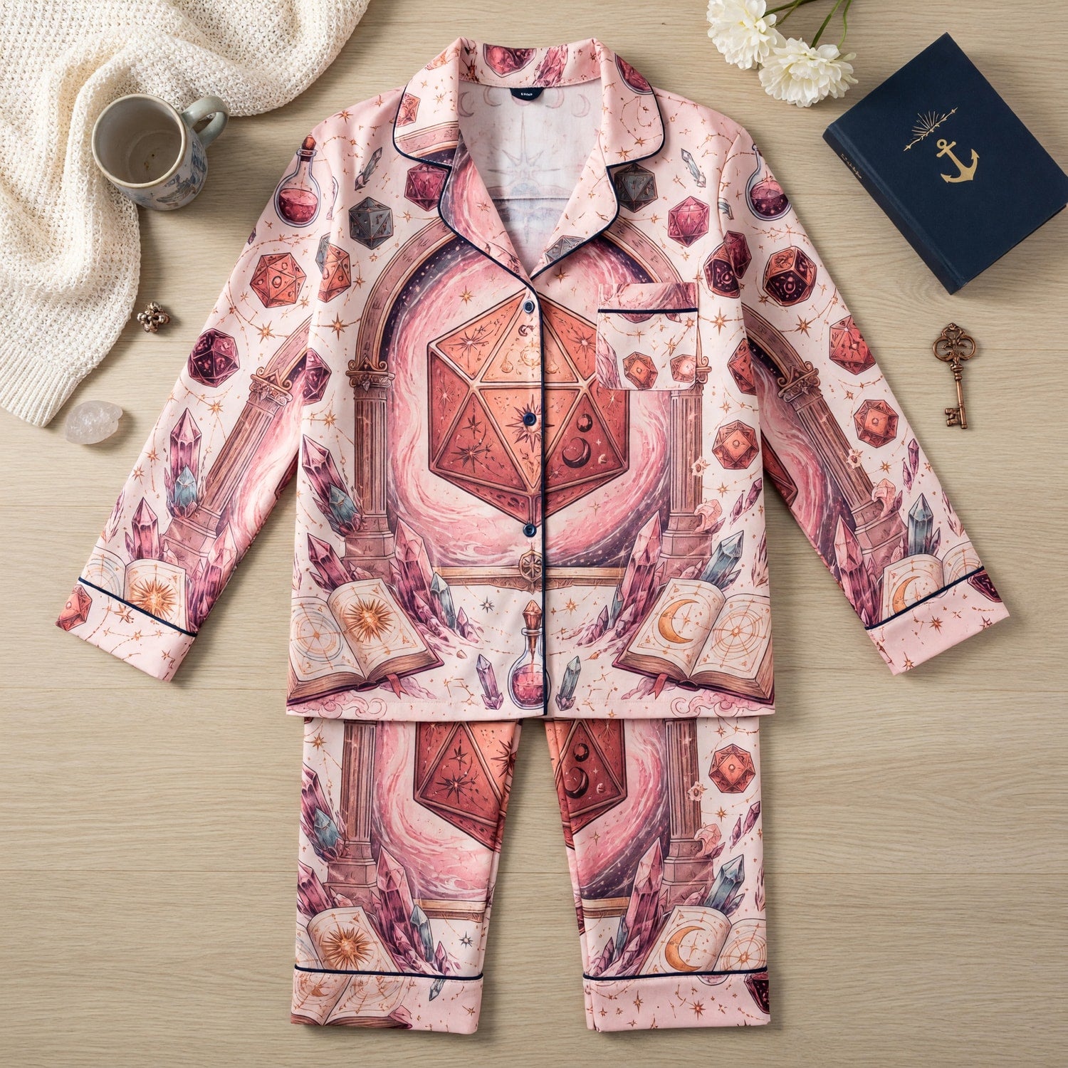 Celestial D20 Thick Pajama Set - Mystic Dice Fantasy Nightwear
